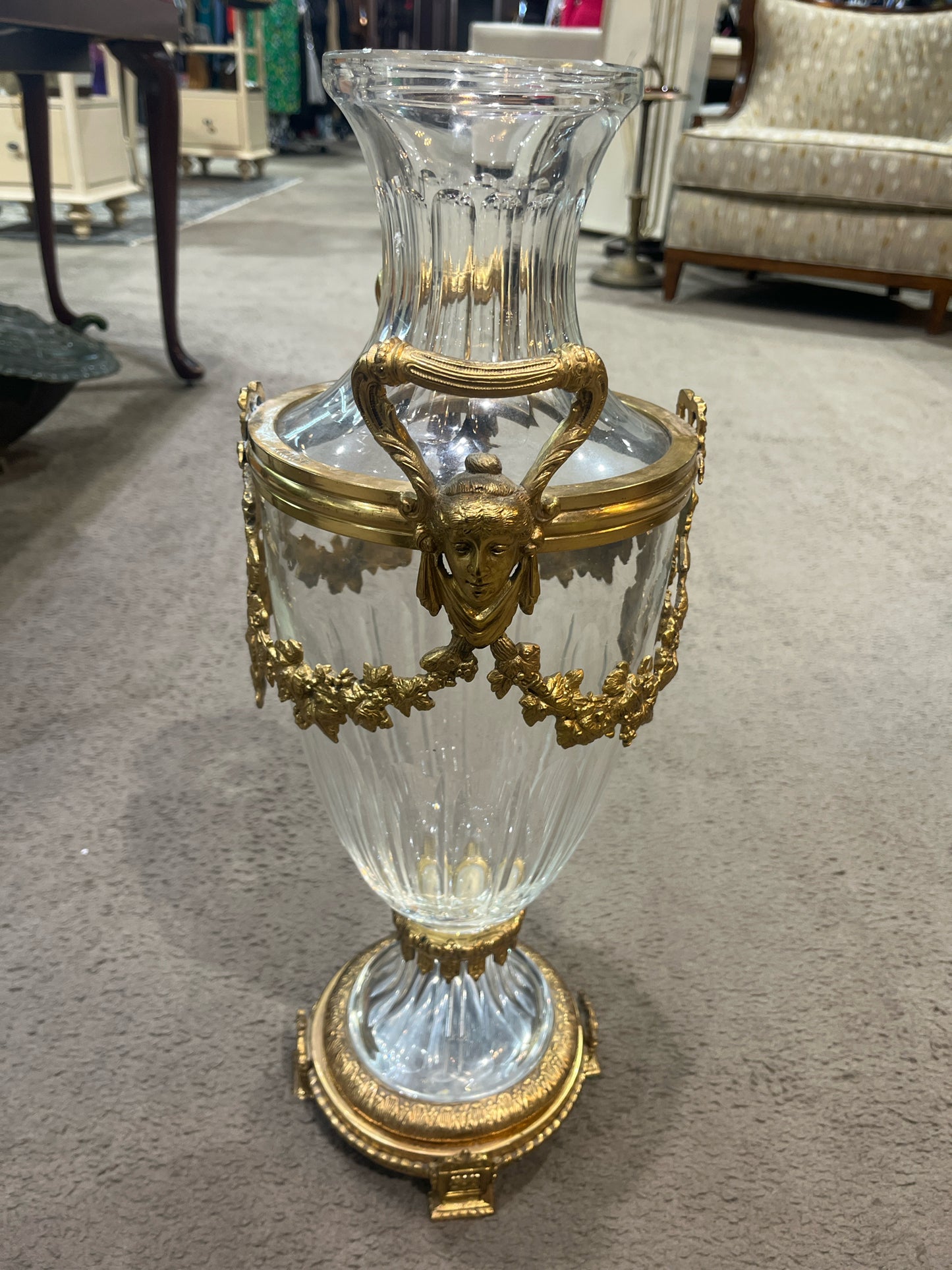 19th Century King Louis XVI Baccarat Crystal Vase With Ormolu Trim