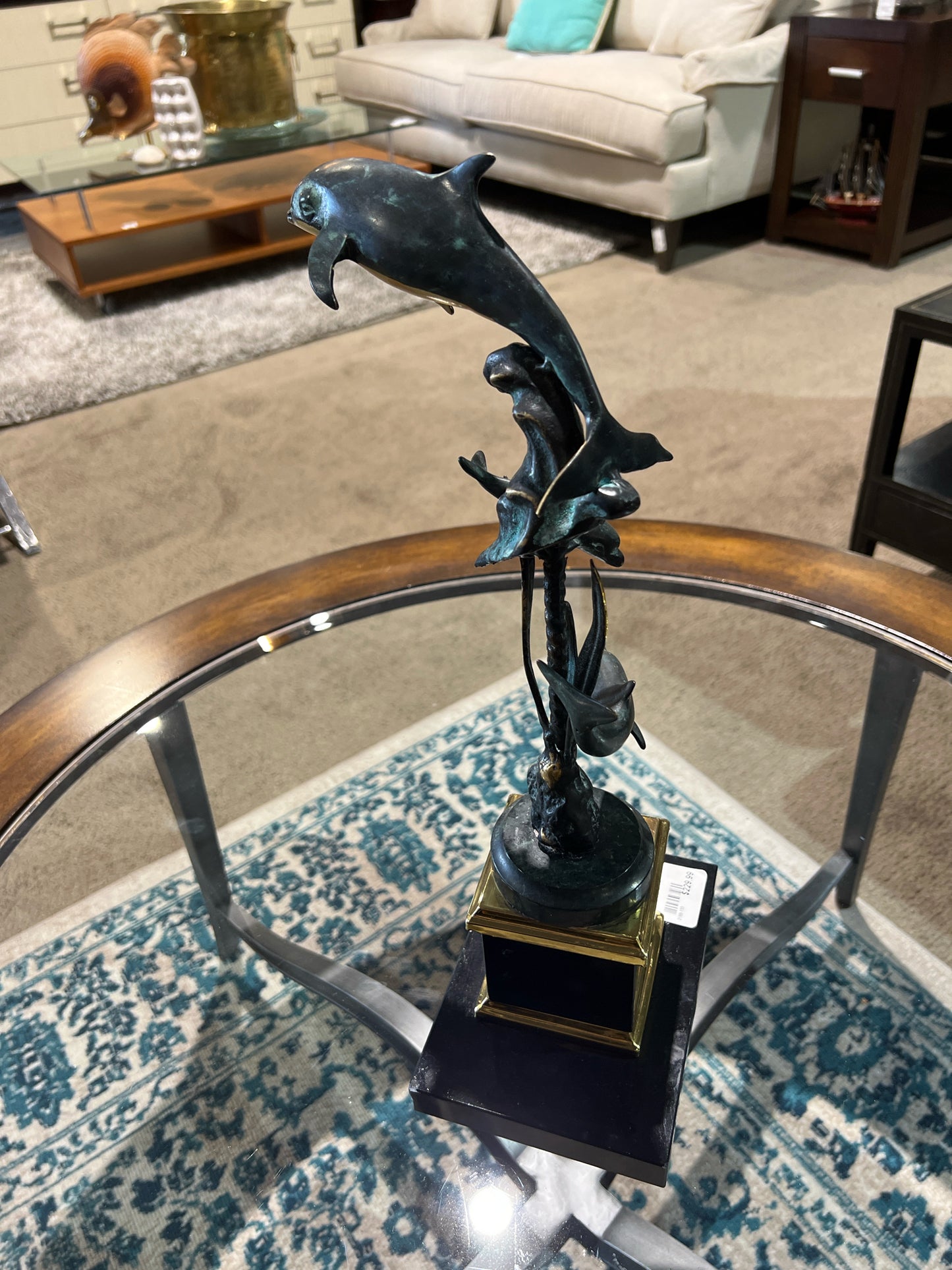 Dolphin Statue With Marble Stand
