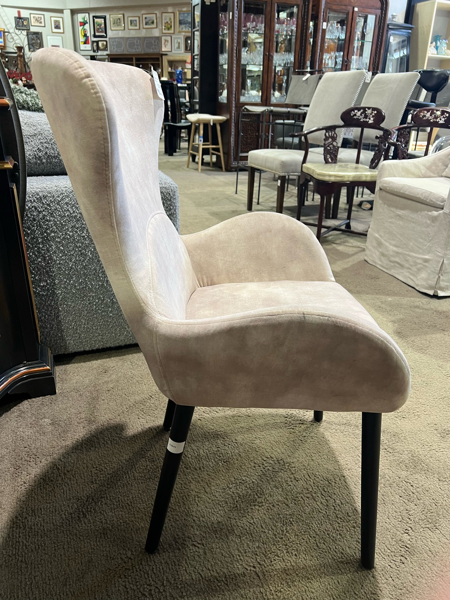 Small Tan Fabric Wingback Chair