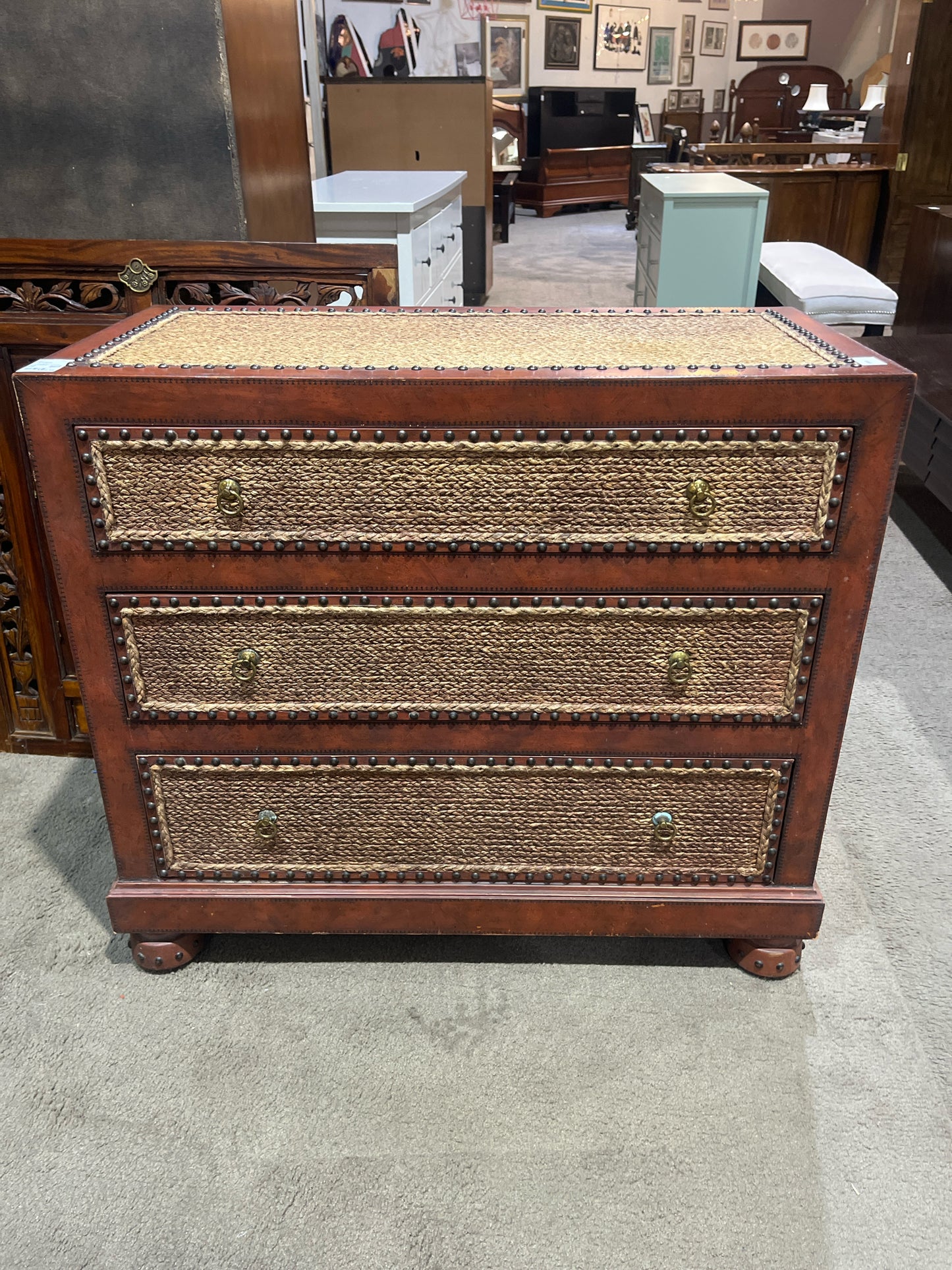 Maitland Smith Red & Seagrass Dresser