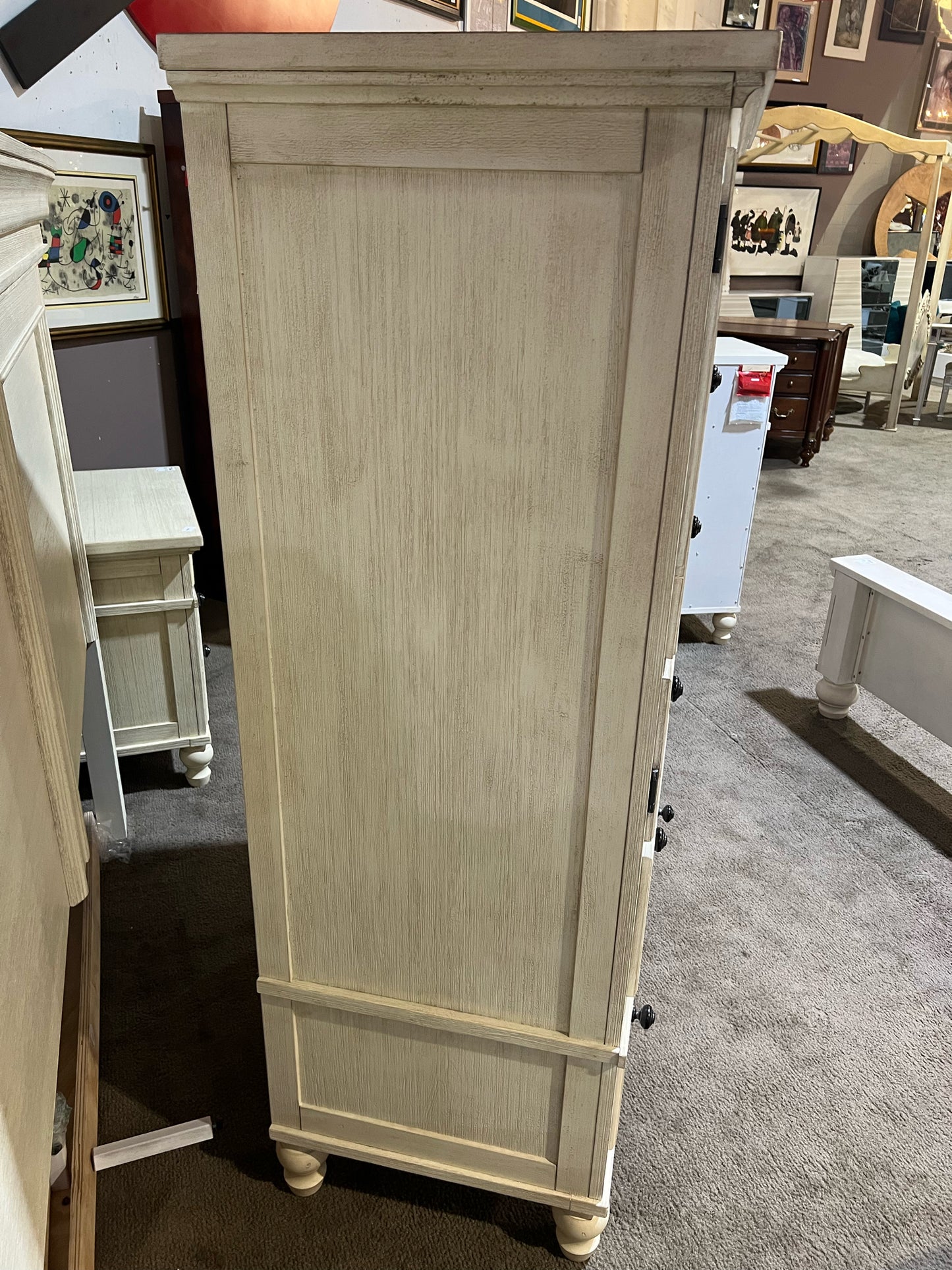 Cream 2 Door 3 Drawer Wood Armoire
