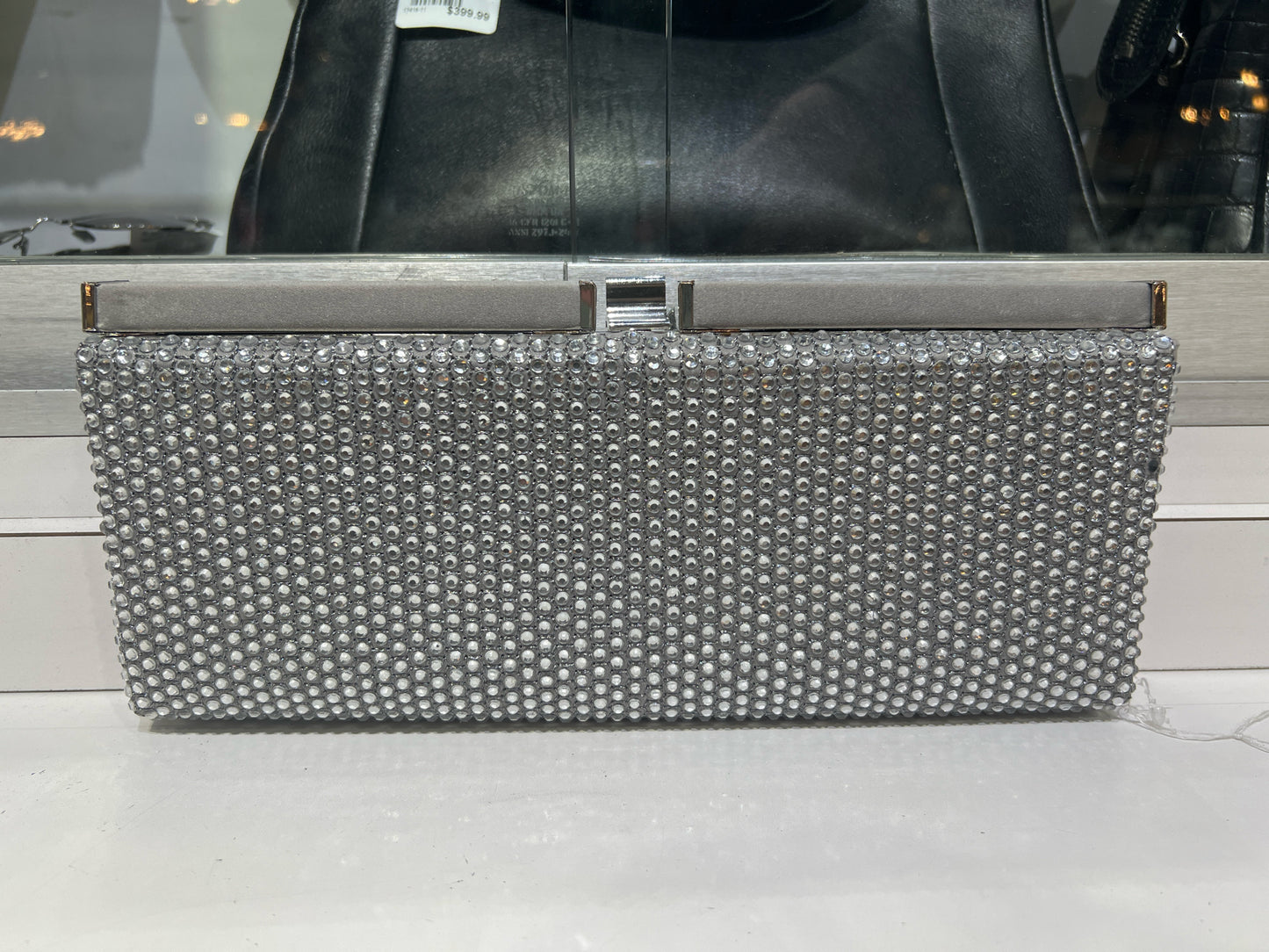 Kate Landry Silver Rhinestone Evening Clutch