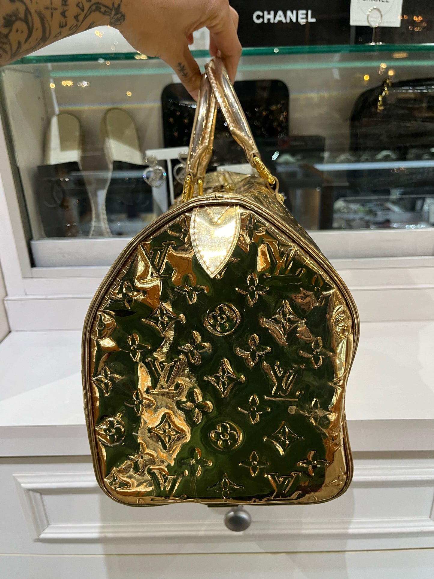 Louis Vuitton Gold Metallic Mirror Speedy
