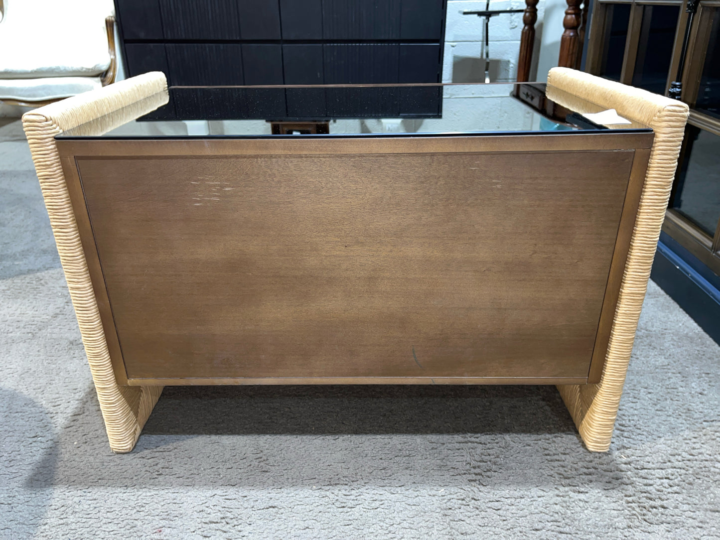 Lenny Kravitz Bronze Seagrass & Mirror Two Drawer Nightstand