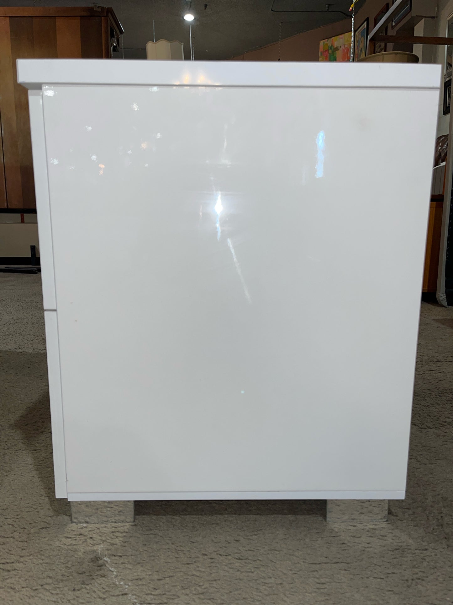 White Modern 2 Drawer Nightstand