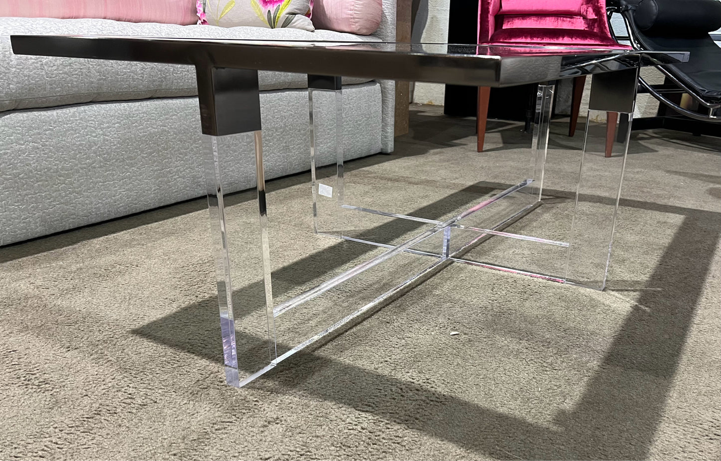 Black Acrylic & Glass Top Coffee Table