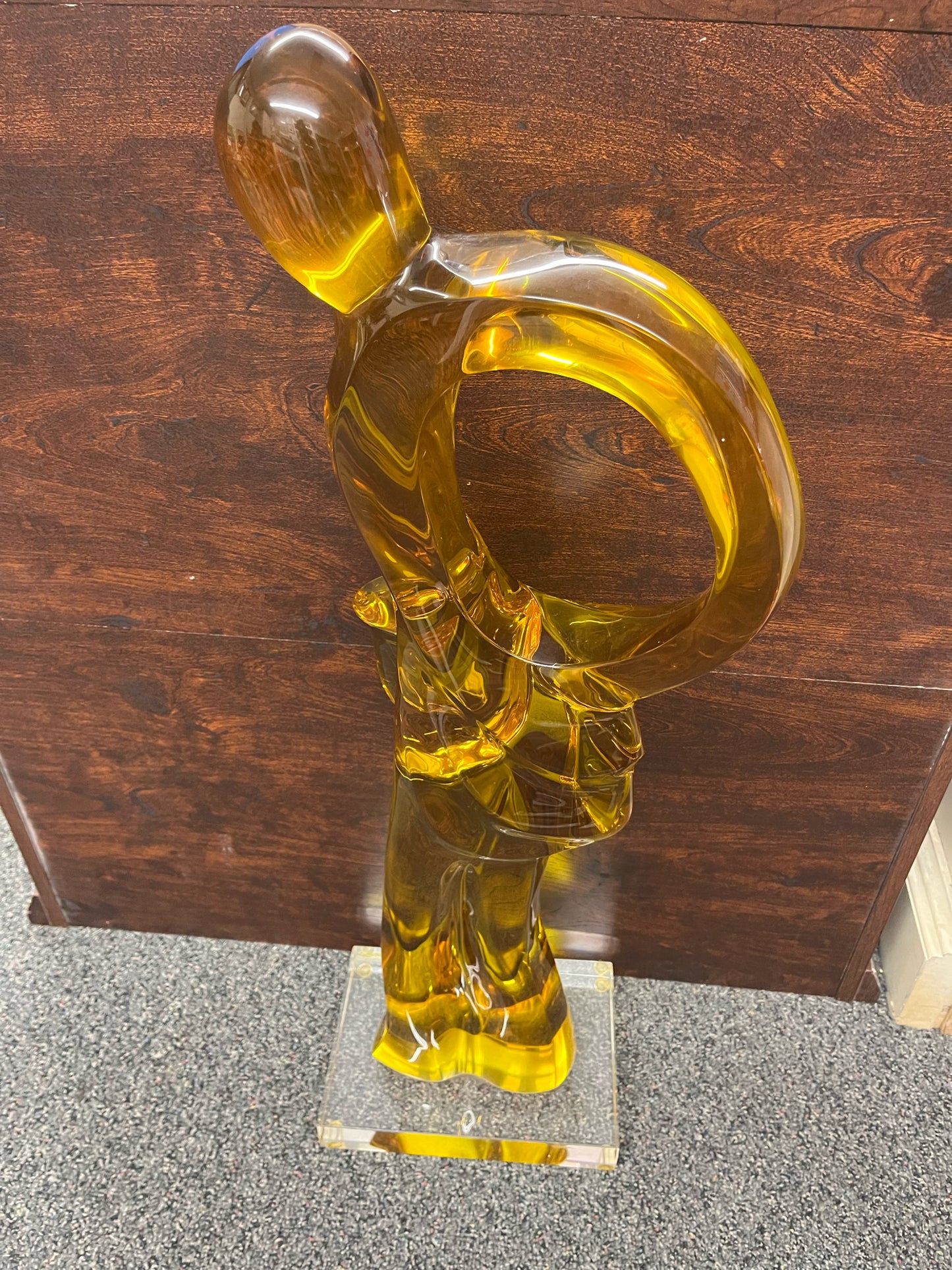 Haziza Amber Acrylic Saxophone Player Sculpture