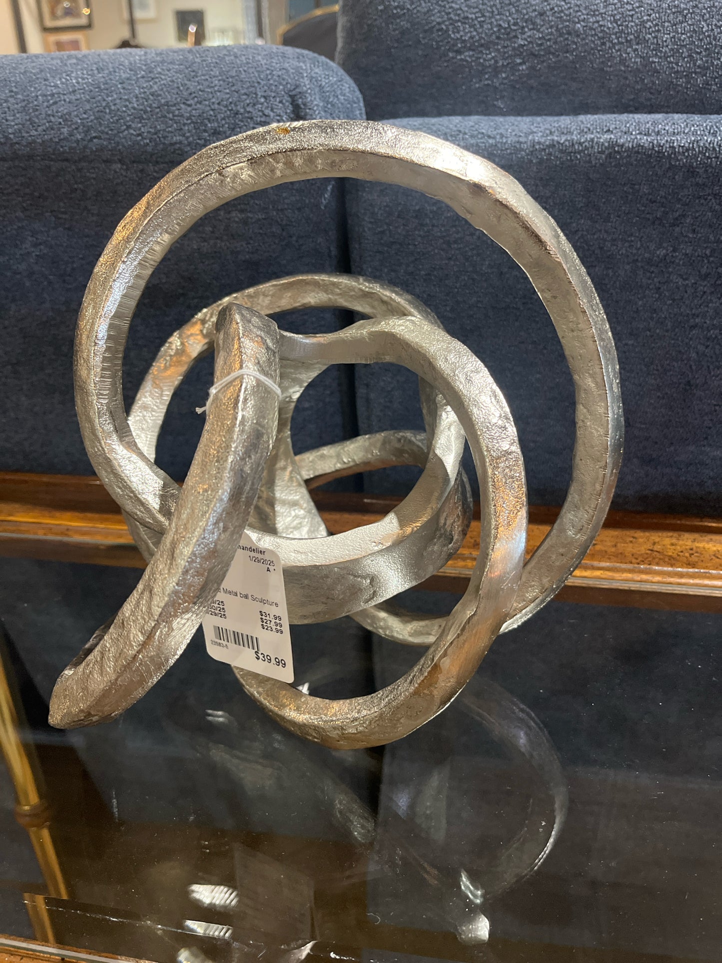 Chrome Twisted Ball Sculpture