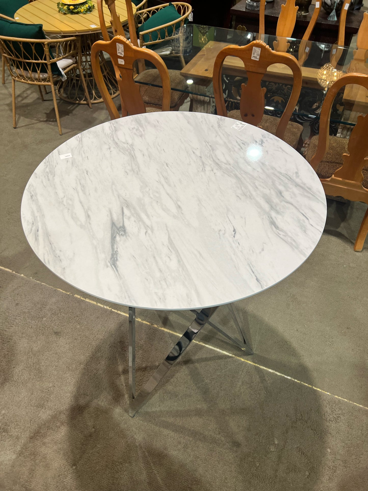 Coaster White Marble Top & Chrome Frame "Bexter" Dining Table