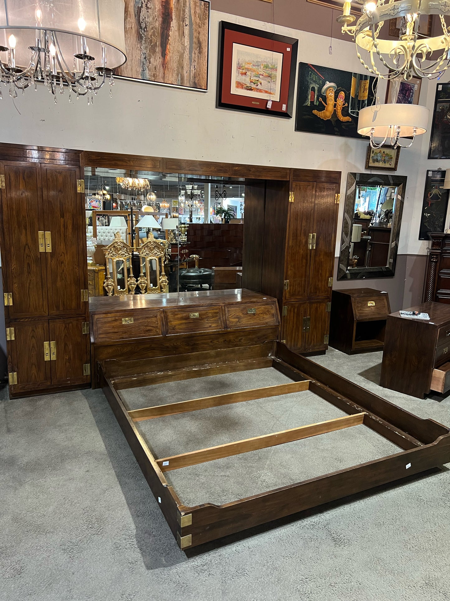 Henredon Campaign Style King Size Bed