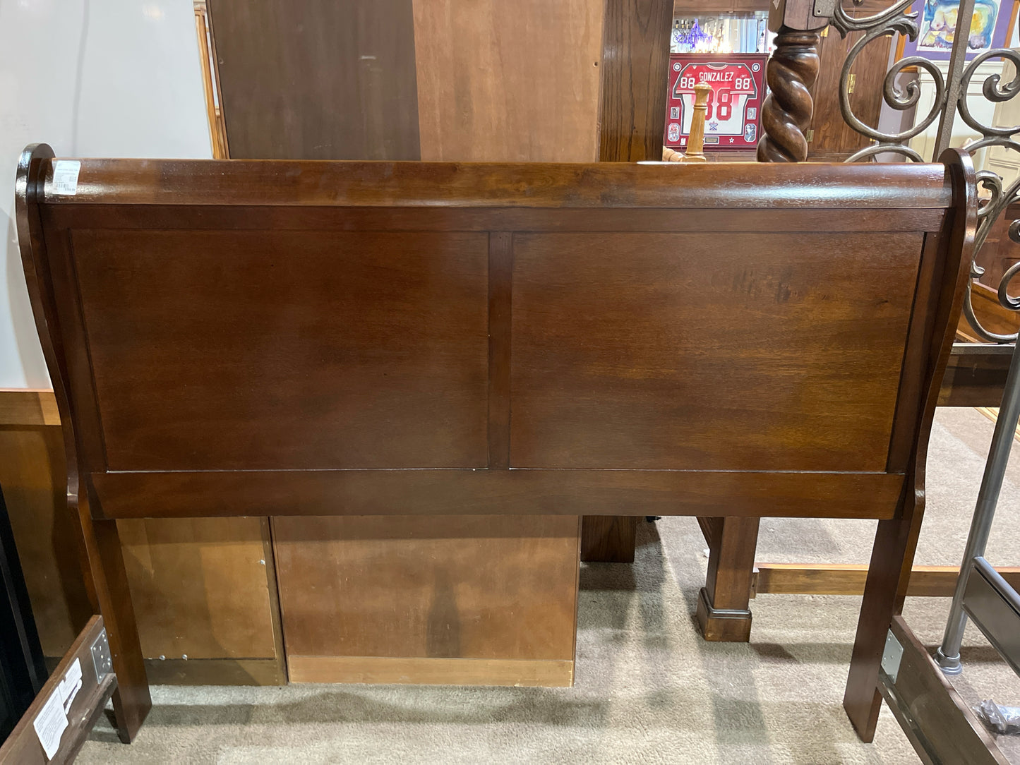 Queen Size Dark Wood Sleigh Bed