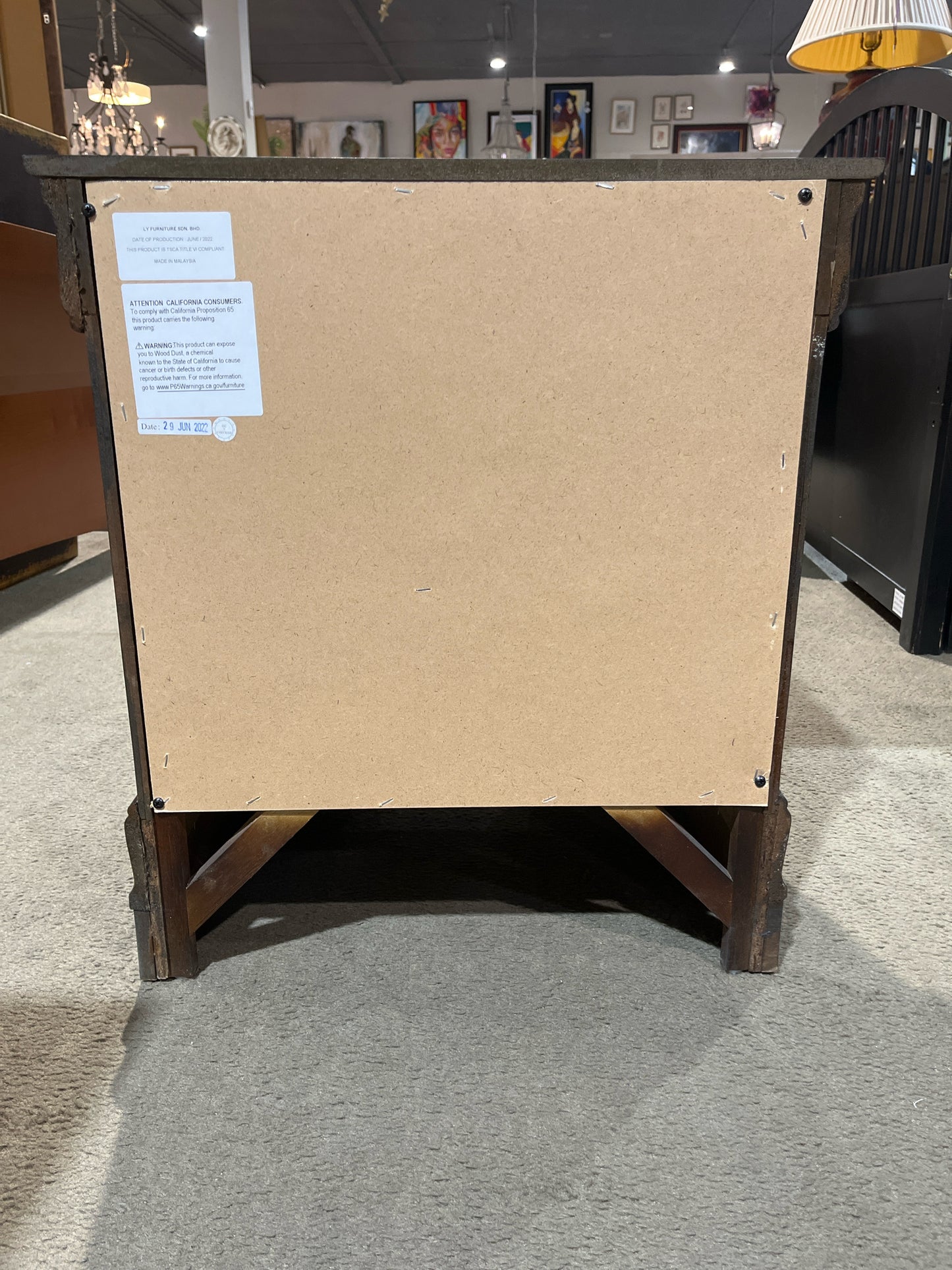Dark Wood 2 Drawer Nightstand