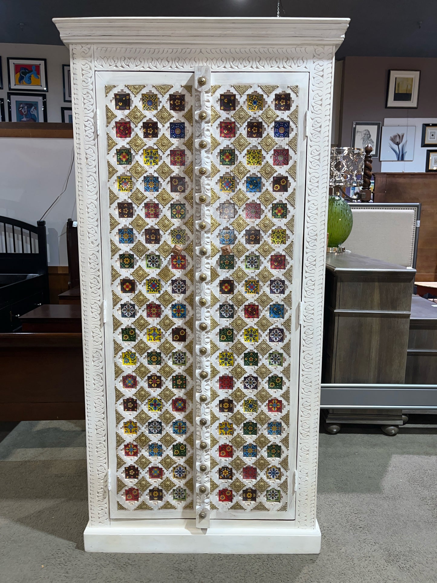 Sierra Living Concepts White Mosaic Wood Armoire