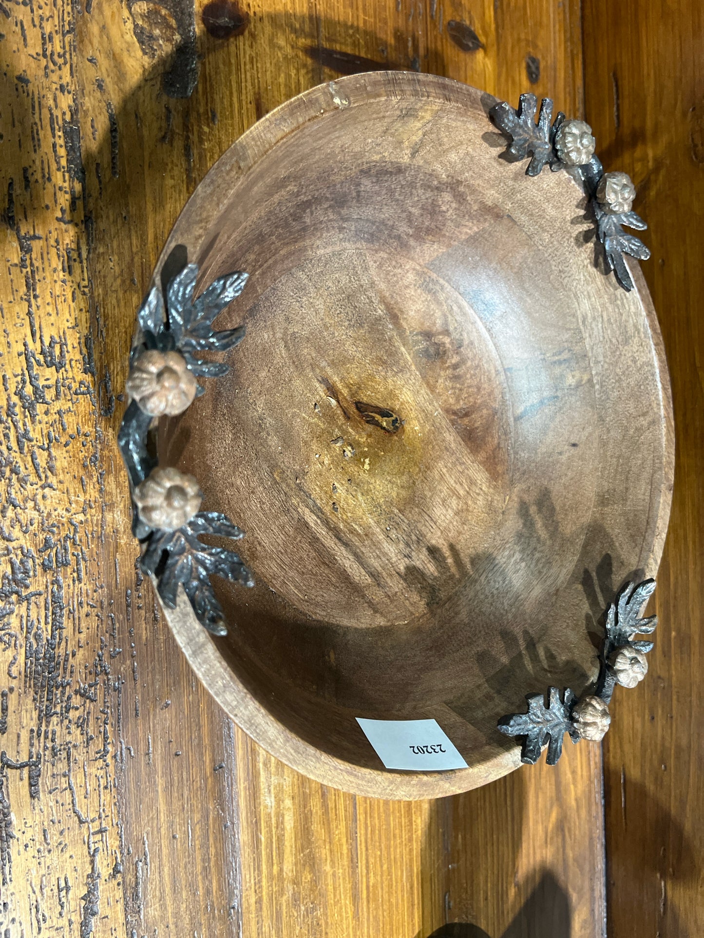 Decorative Wood Bowl & Assorted Pinecones