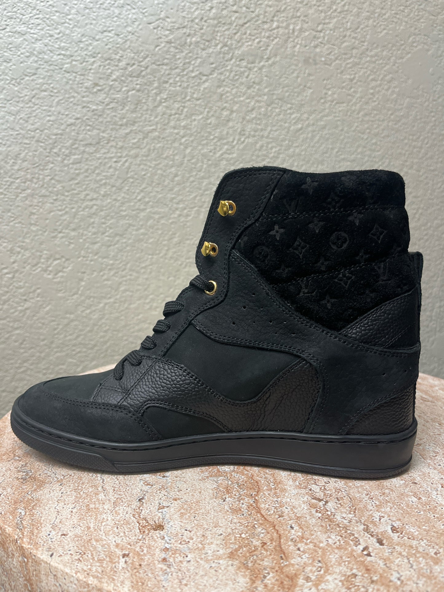 Louis Vuitton Black Suede High Top Sneakers