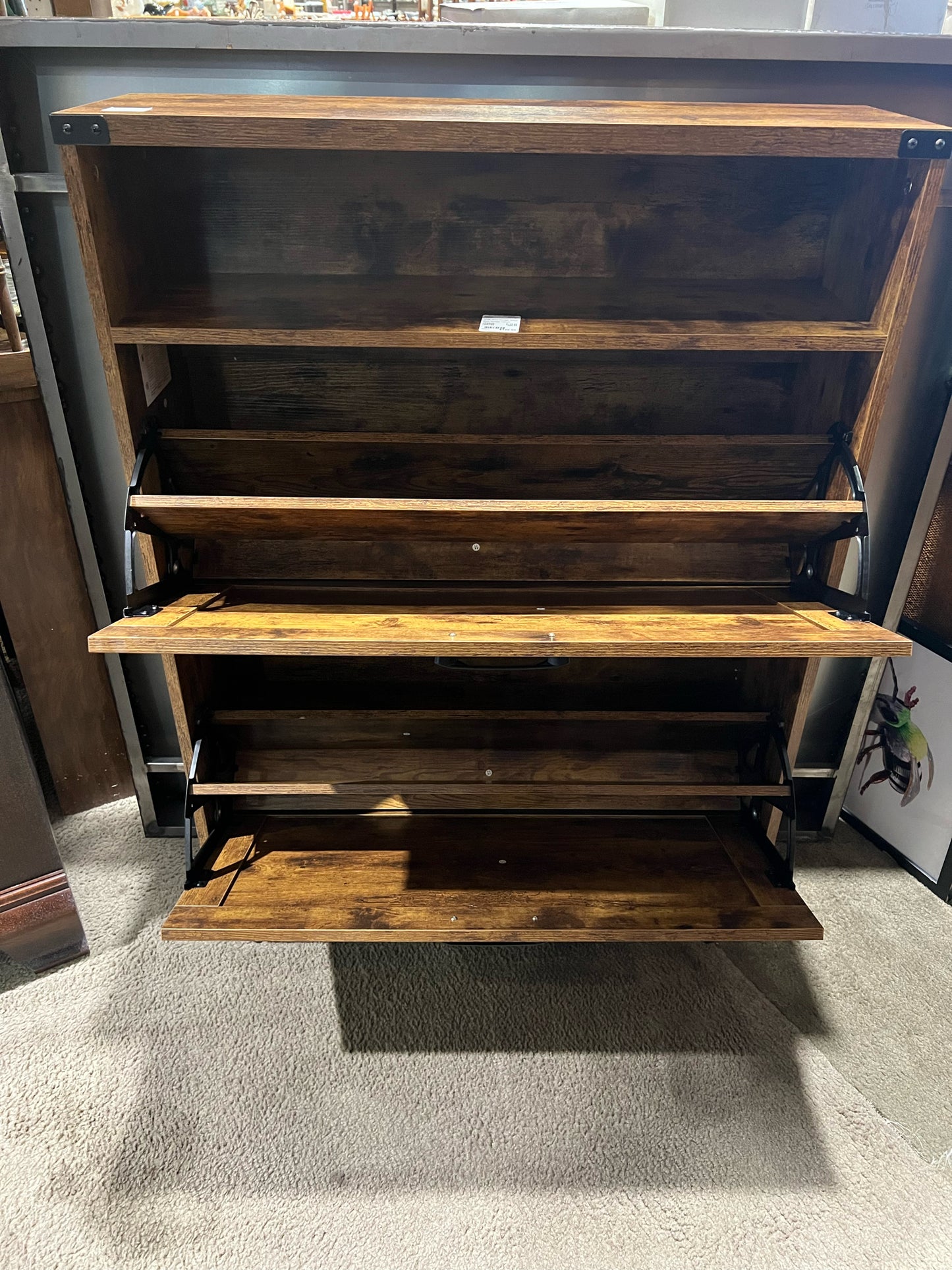 Small Wood Shoe Storage Cabinet