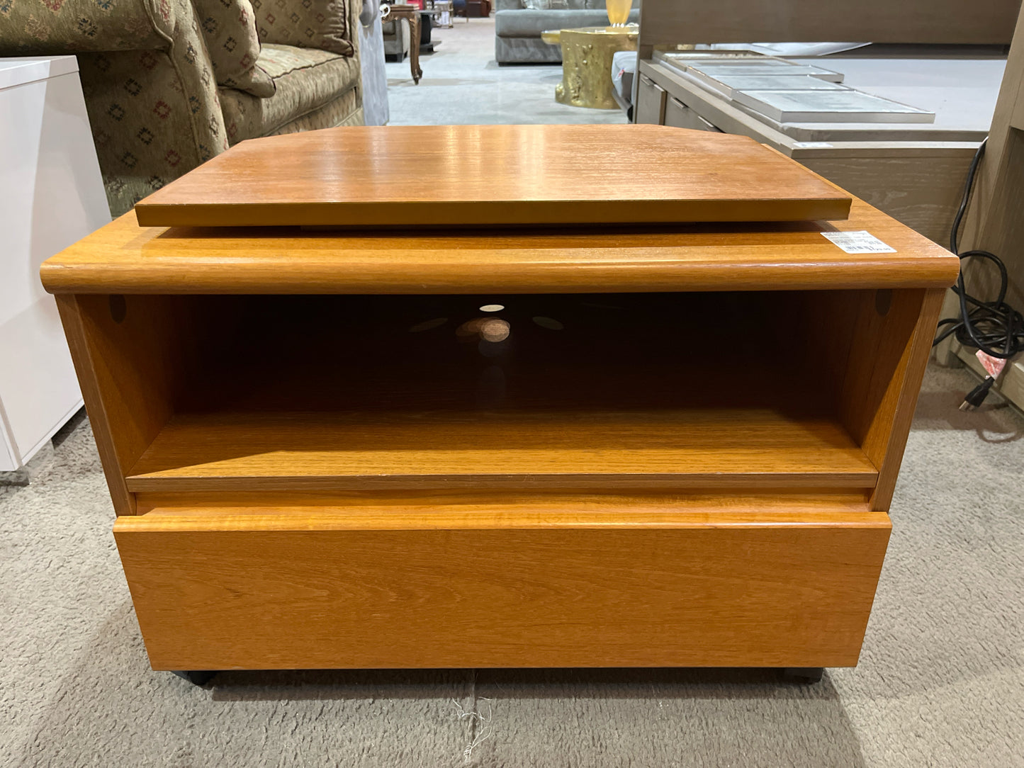 Danish Modern Teak Nightstand & TV Swivel