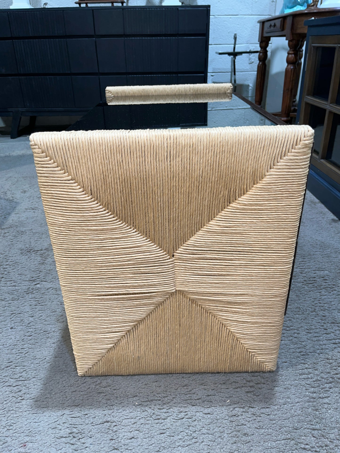 Lenny Kravitz Bronze Seagrass & Mirror Two Drawer Nightstand