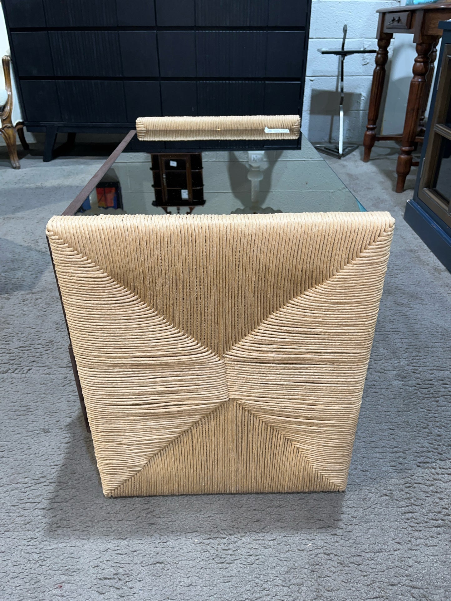 Lenny Kravitz Bronze Seagrass & Mirror Two Drawer Nightstand