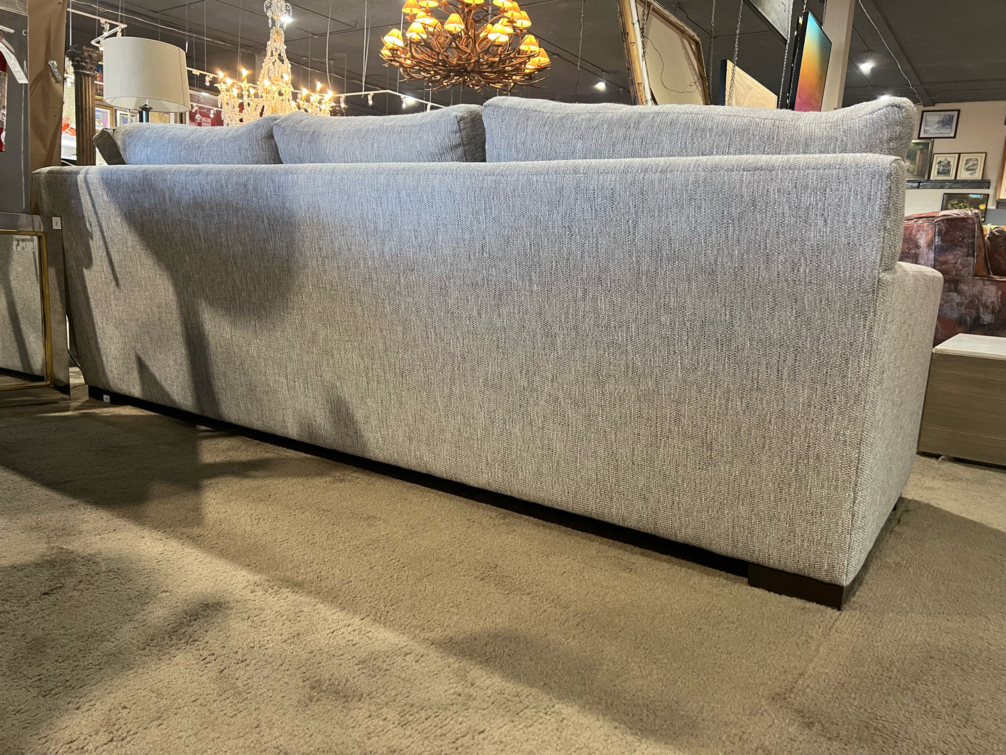 Ambiance Home Custom Tan/Gray Fabric Sectional w/ Pillows