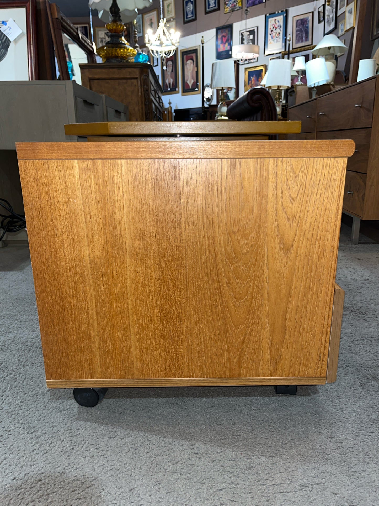 Danish Modern Teak Nightstand & TV Swivel