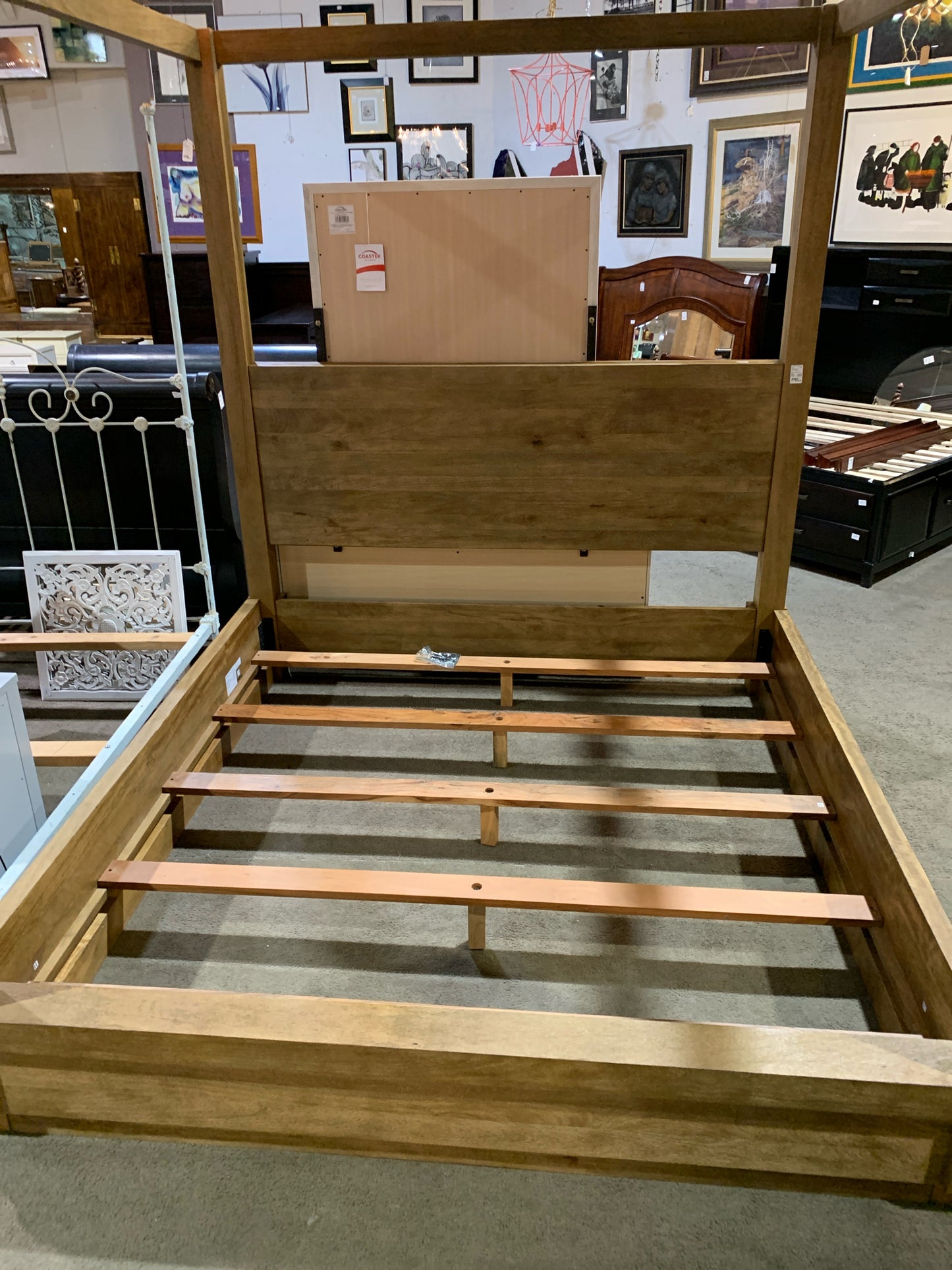 William Sonoma King Grey Wood Bed