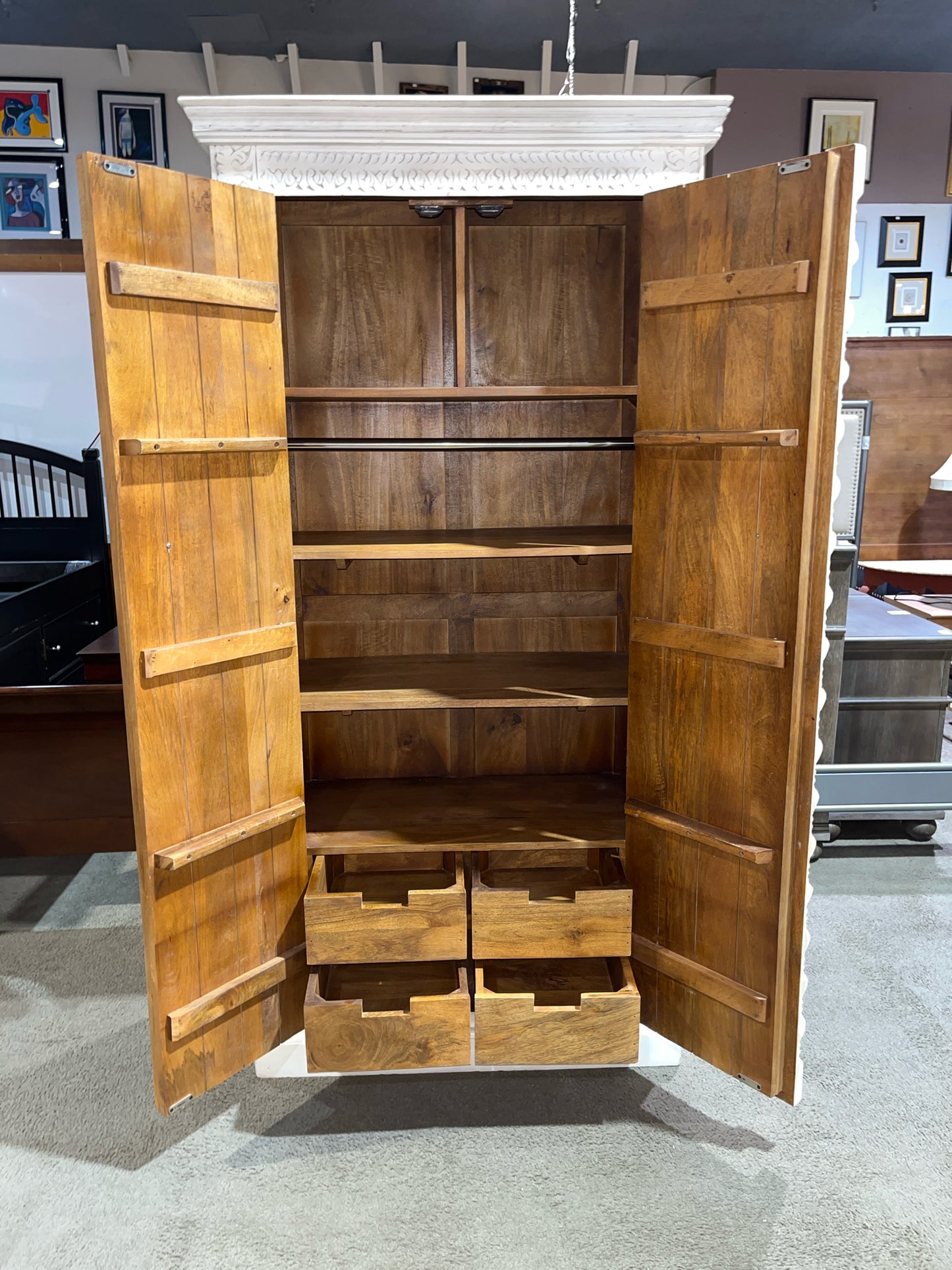 Sierra Living Concepts White Mosaic Wood Armoire