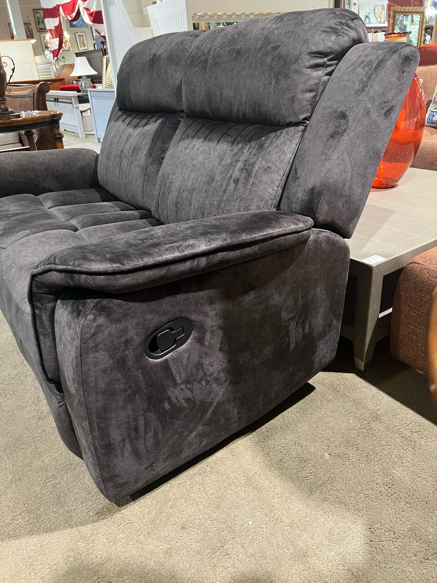 Dark Gray 2 Seat Electric Reclining Fabric Loveseat