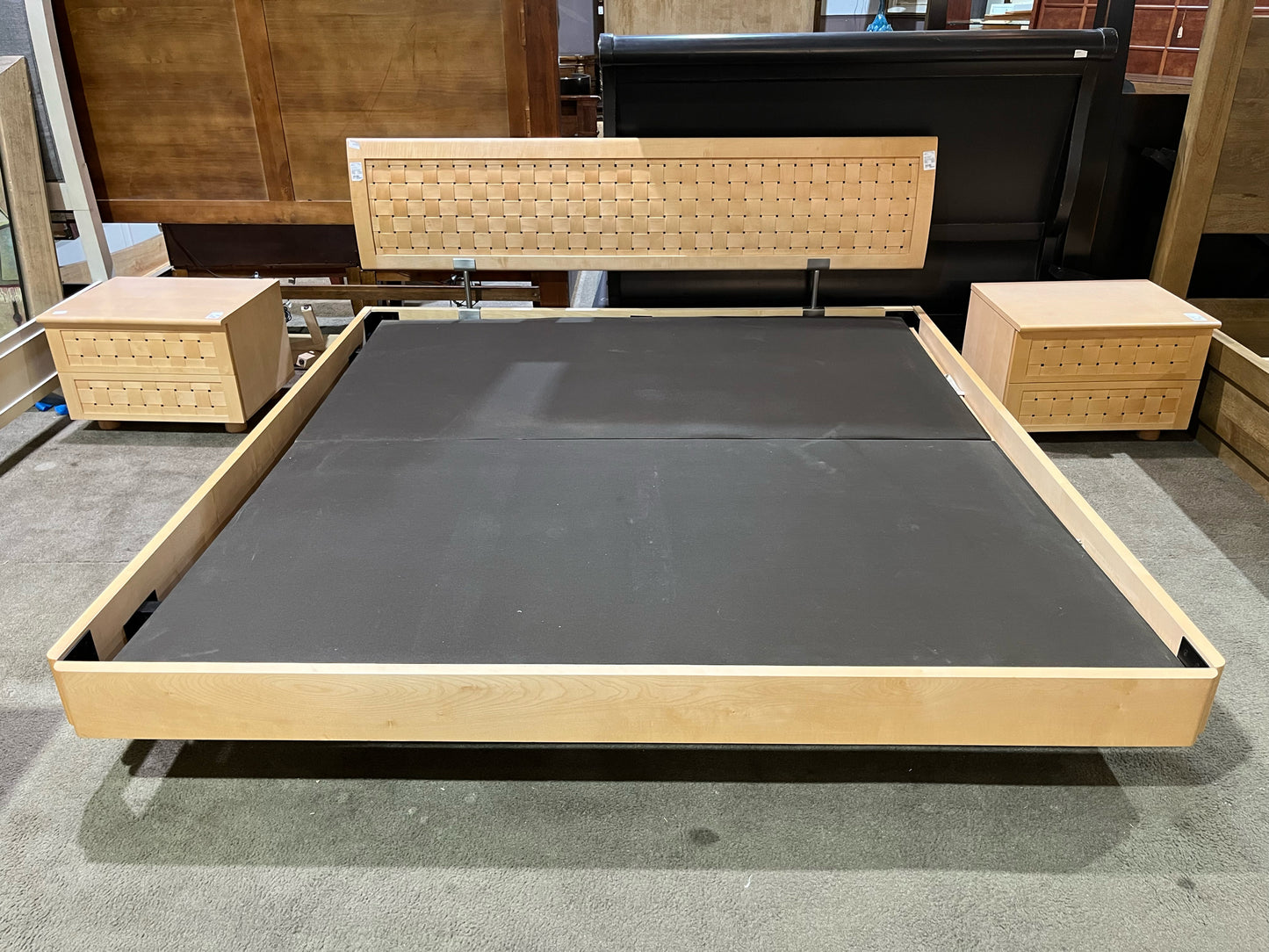 Tan Woven Wood Bedroom Set