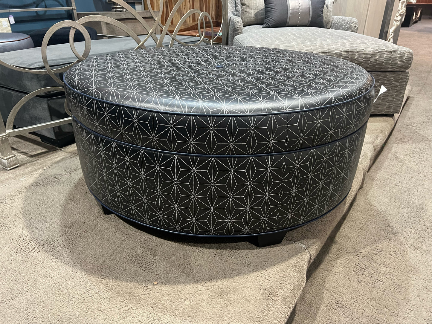 Round Patterned Ottoman