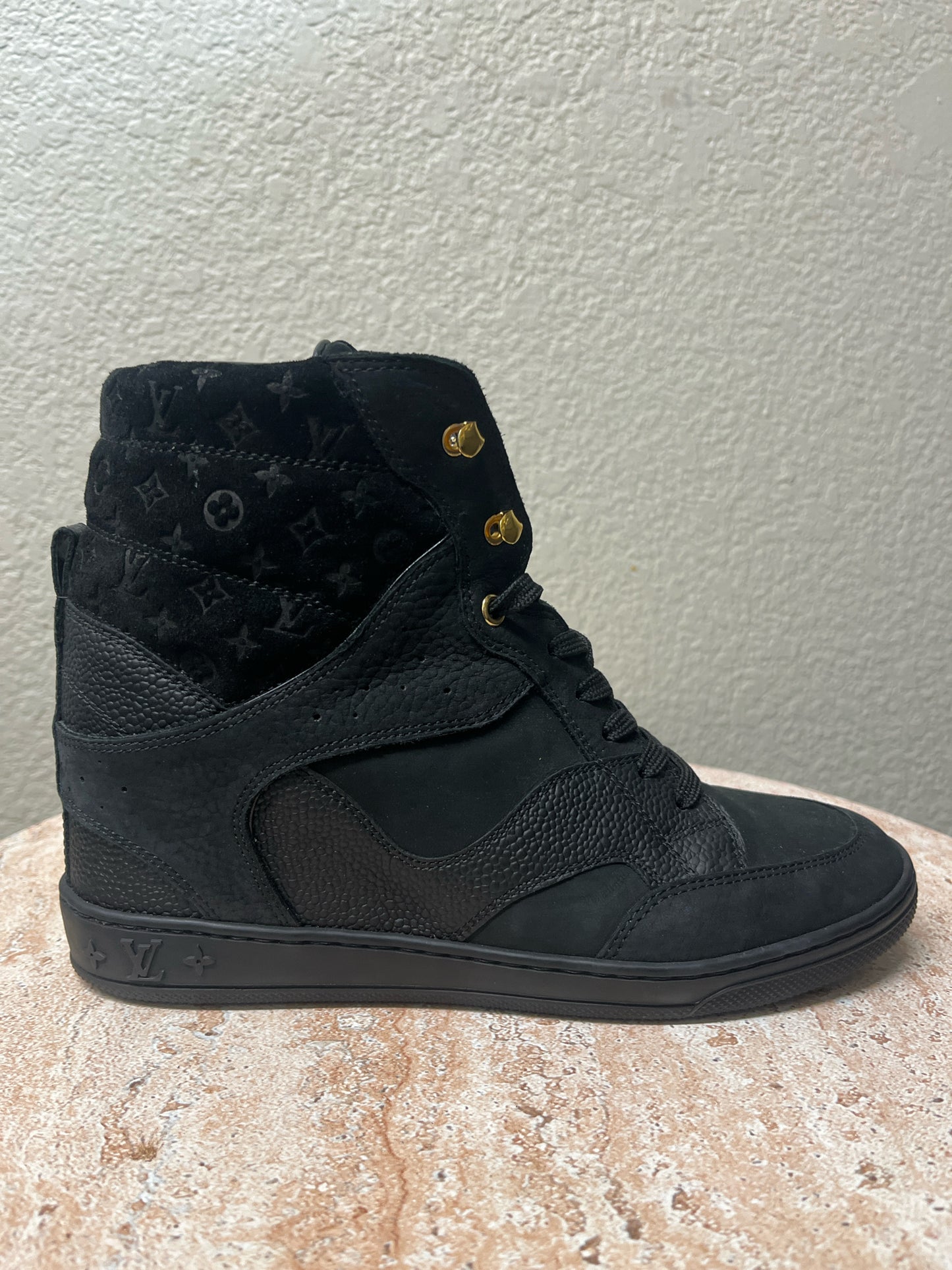 Louis Vuitton Black Suede High Top Sneakers