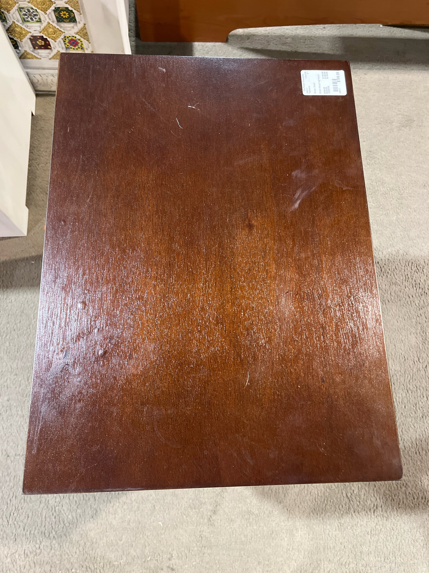 Dark Wood 2 Drawer Nightstand