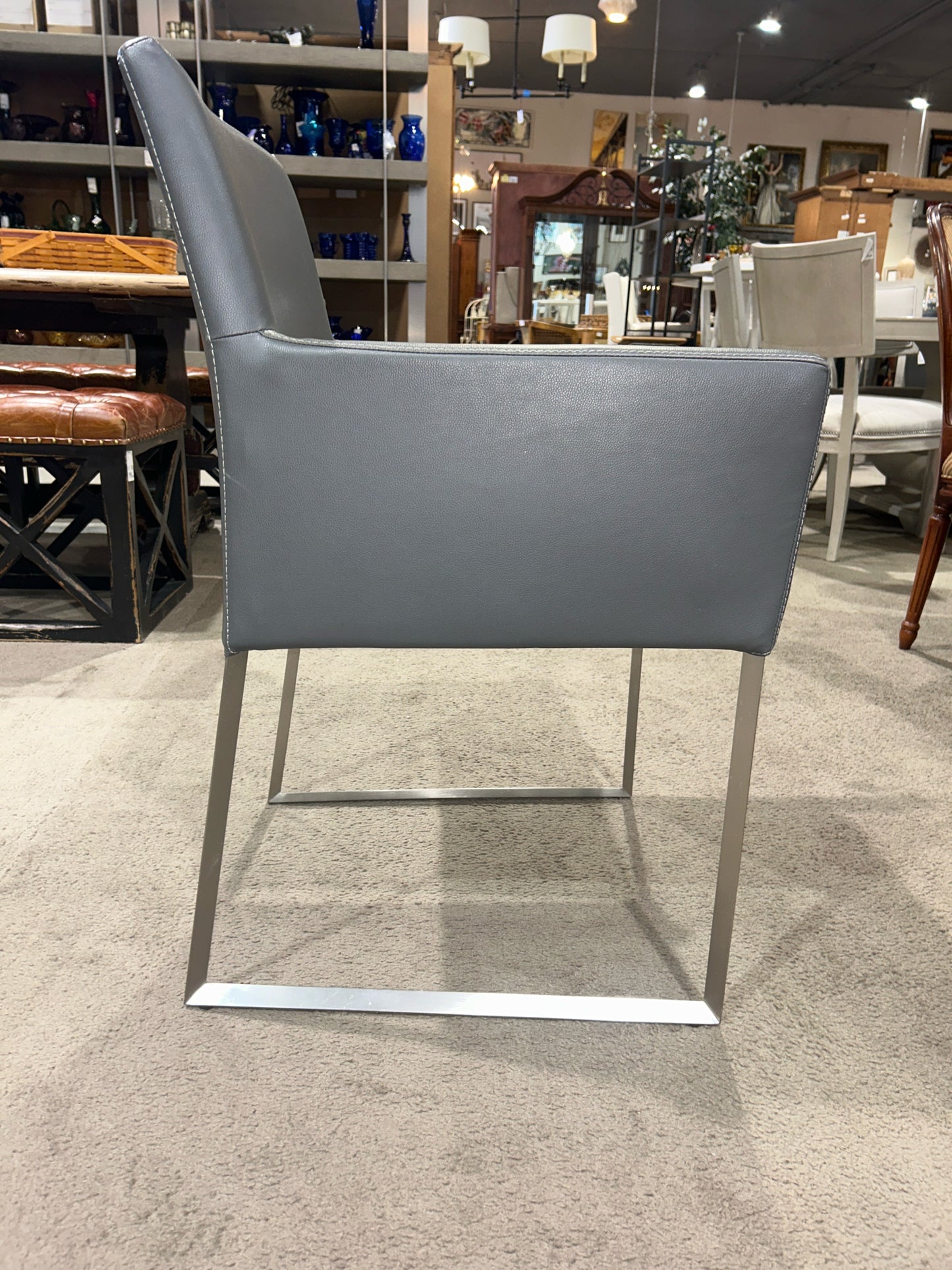 Mobital Gray Leather Dining Chair