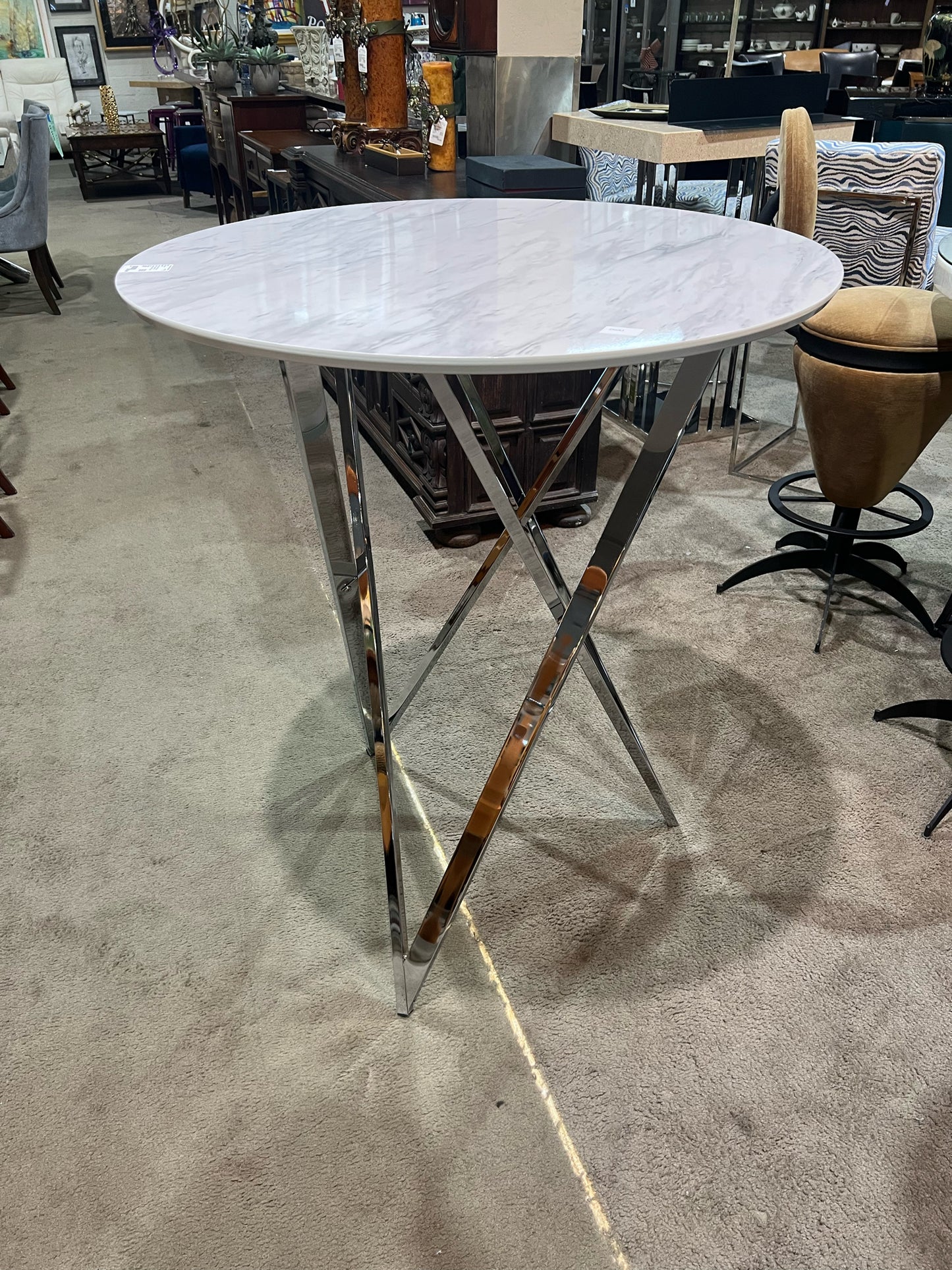 Coaster White Marble Top & Chrome Frame "Bexter" Dining Table