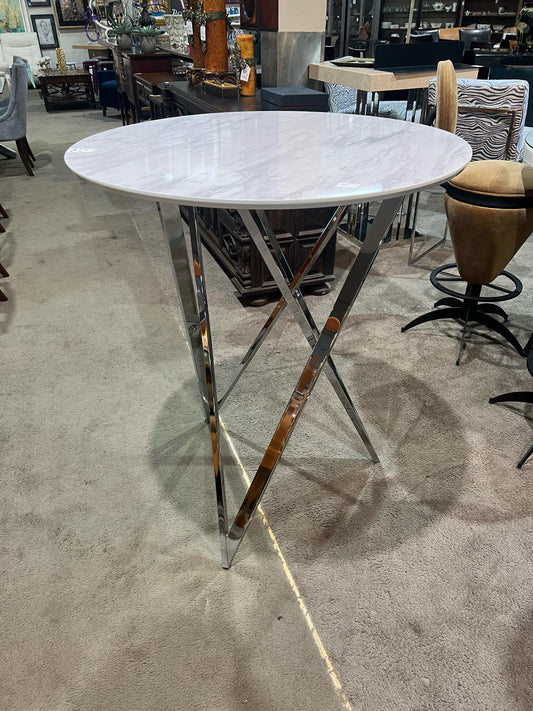 Coaster White Marble Top & Chrome Frame "Bexter" Dining Table