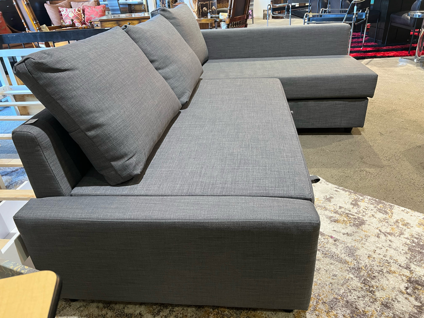 Modern Style Gray Fabric Storage Sectional