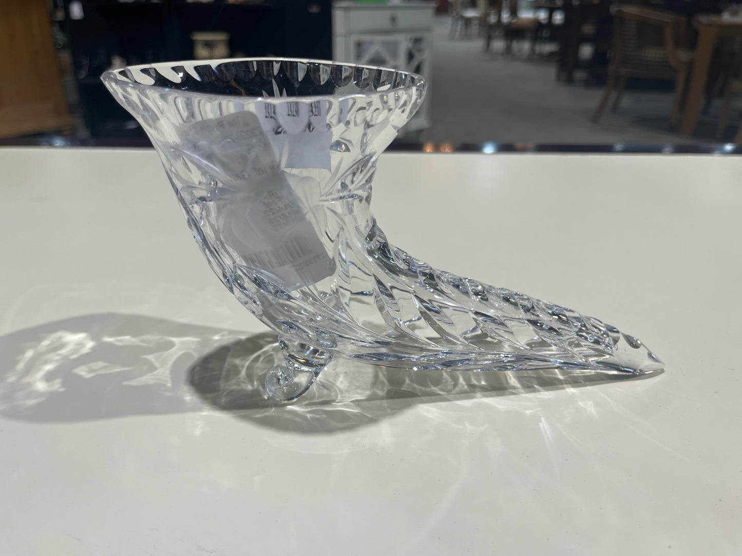 Small Horn Shape Cut Glass Vase