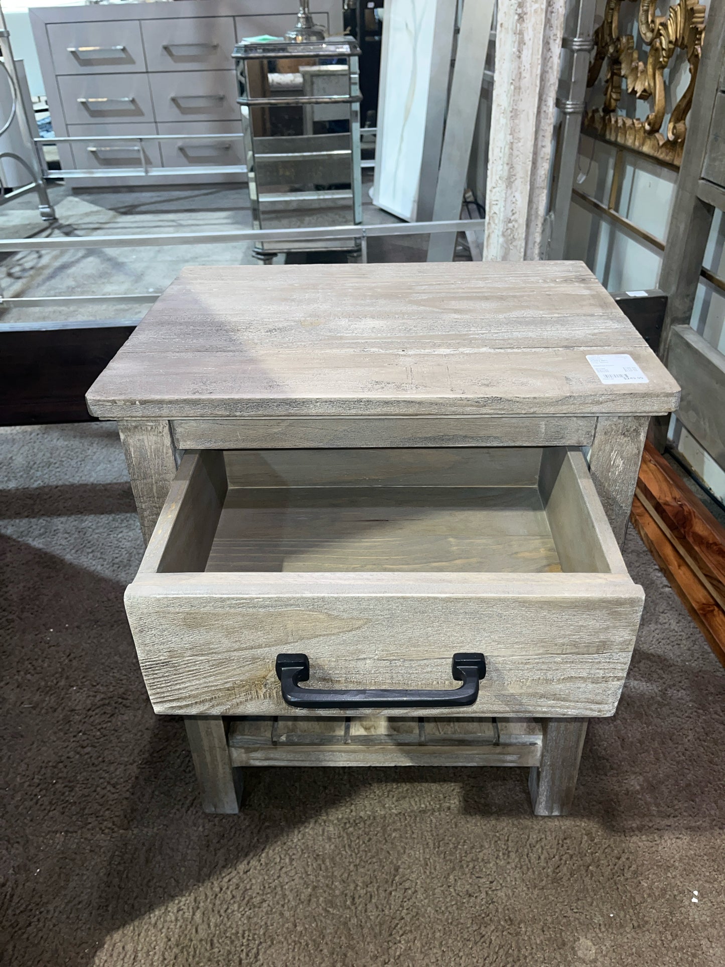 Pottery Barn Gray Wood Washed Finish Nightstand