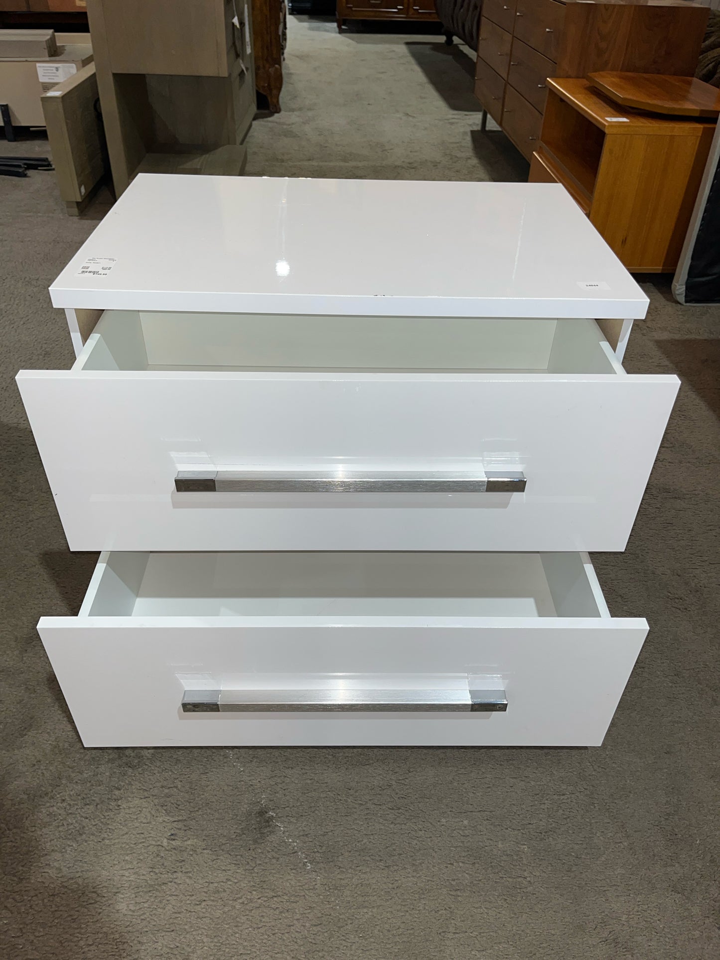 White Modern 2 Drawer Nightstand