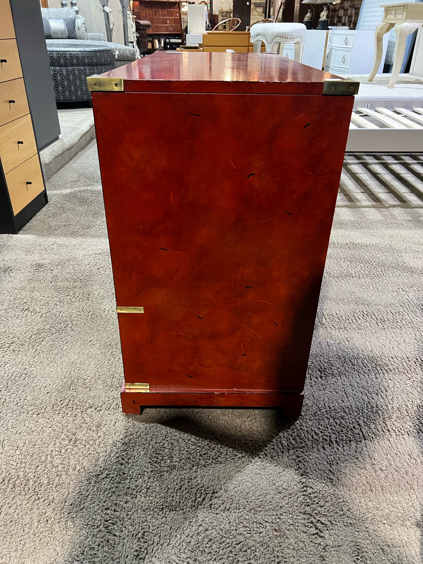 Century 4 Drawer 2 Door Red Wood Campaign Chest