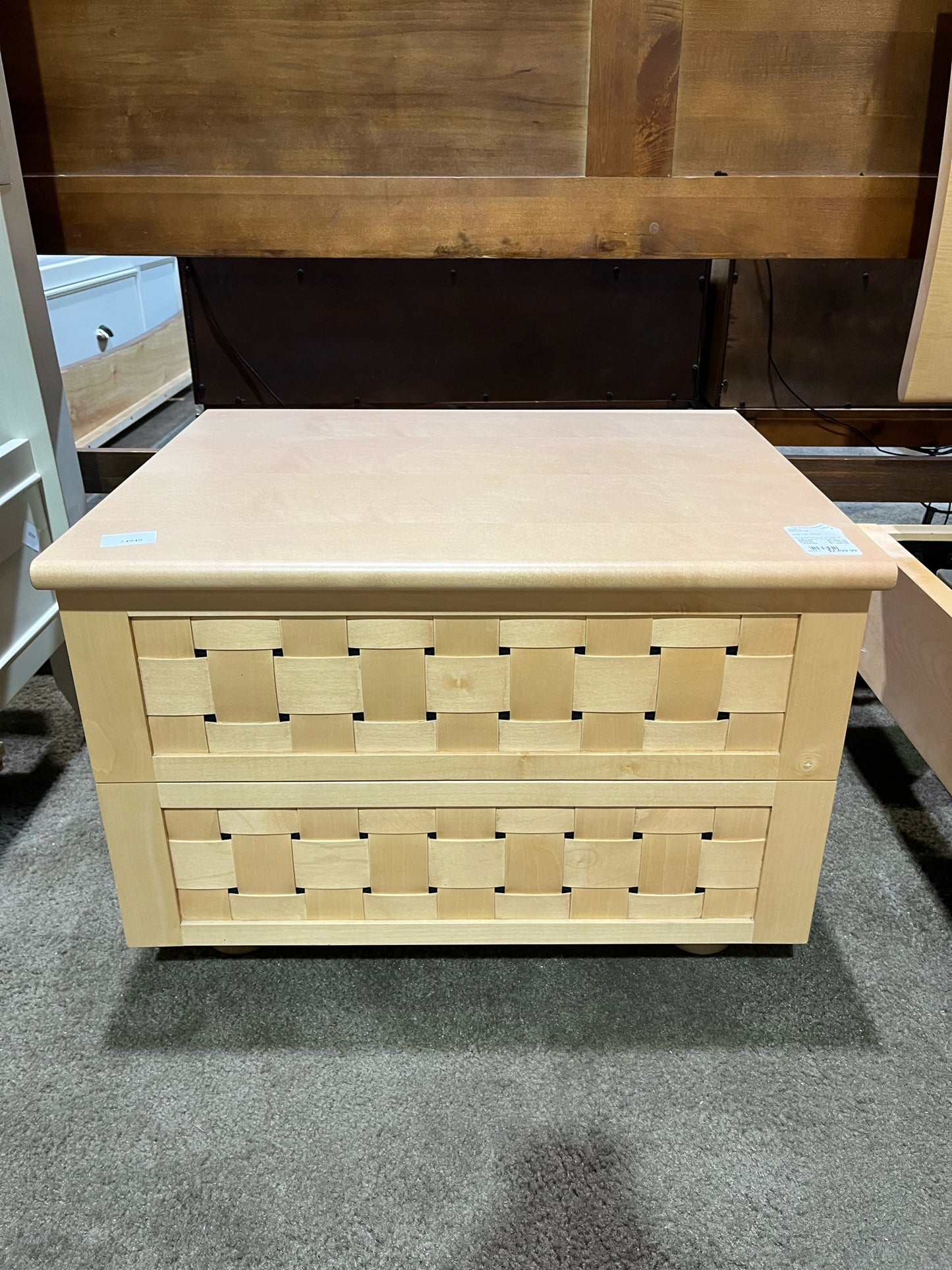 Tan Woven Wood Bedroom Set