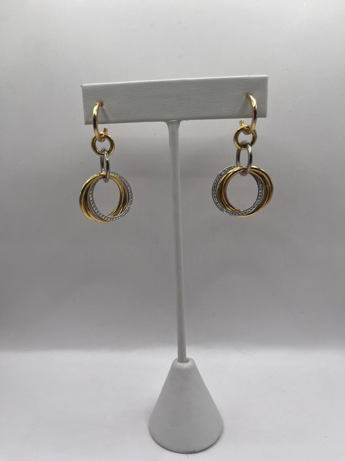 Cartier 18K Gold & Diamond Trinity Earrings