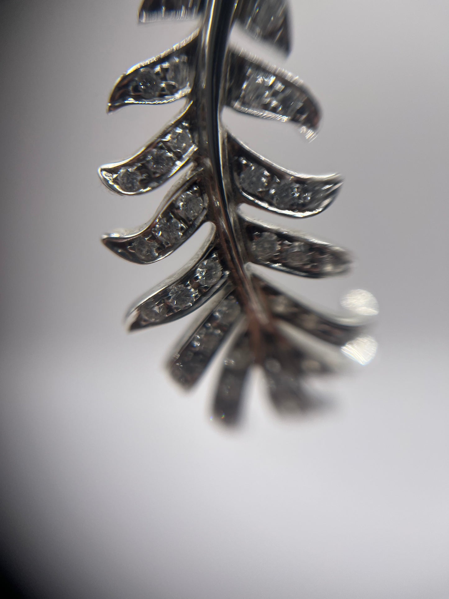 Chanel 18K White Gold & Diamond "Plume" Dangle Earrings