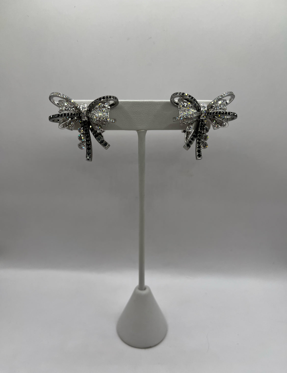 1932 Chanel 18K White Gold & Diamond "Rudan Collection" Bowtie Earrings