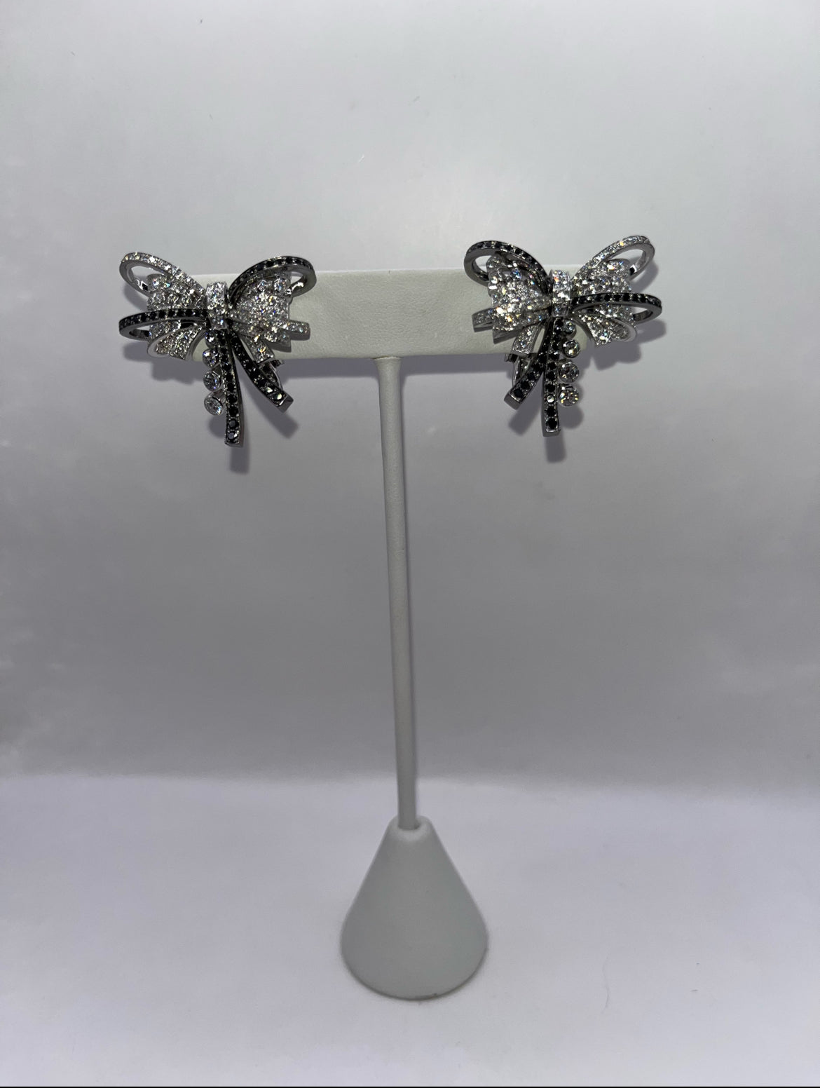 1932 Chanel 18K White Gold & Diamond "Rudan Collection" Bowtie Earrings