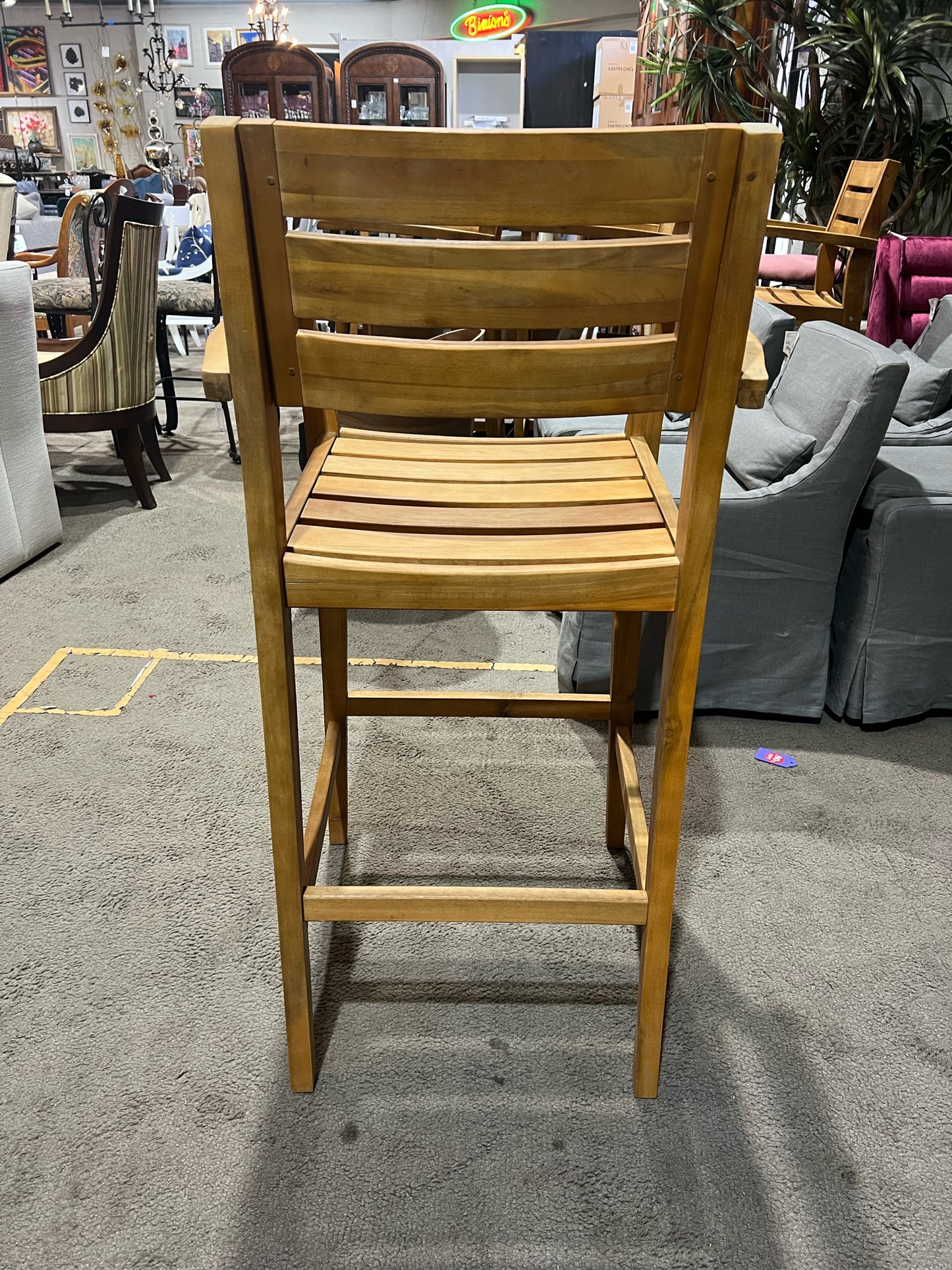 Tan Teak Bar Stool