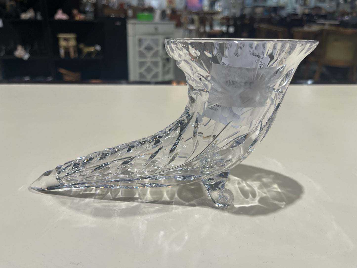 Small Horn Shape Cut Glass Vase