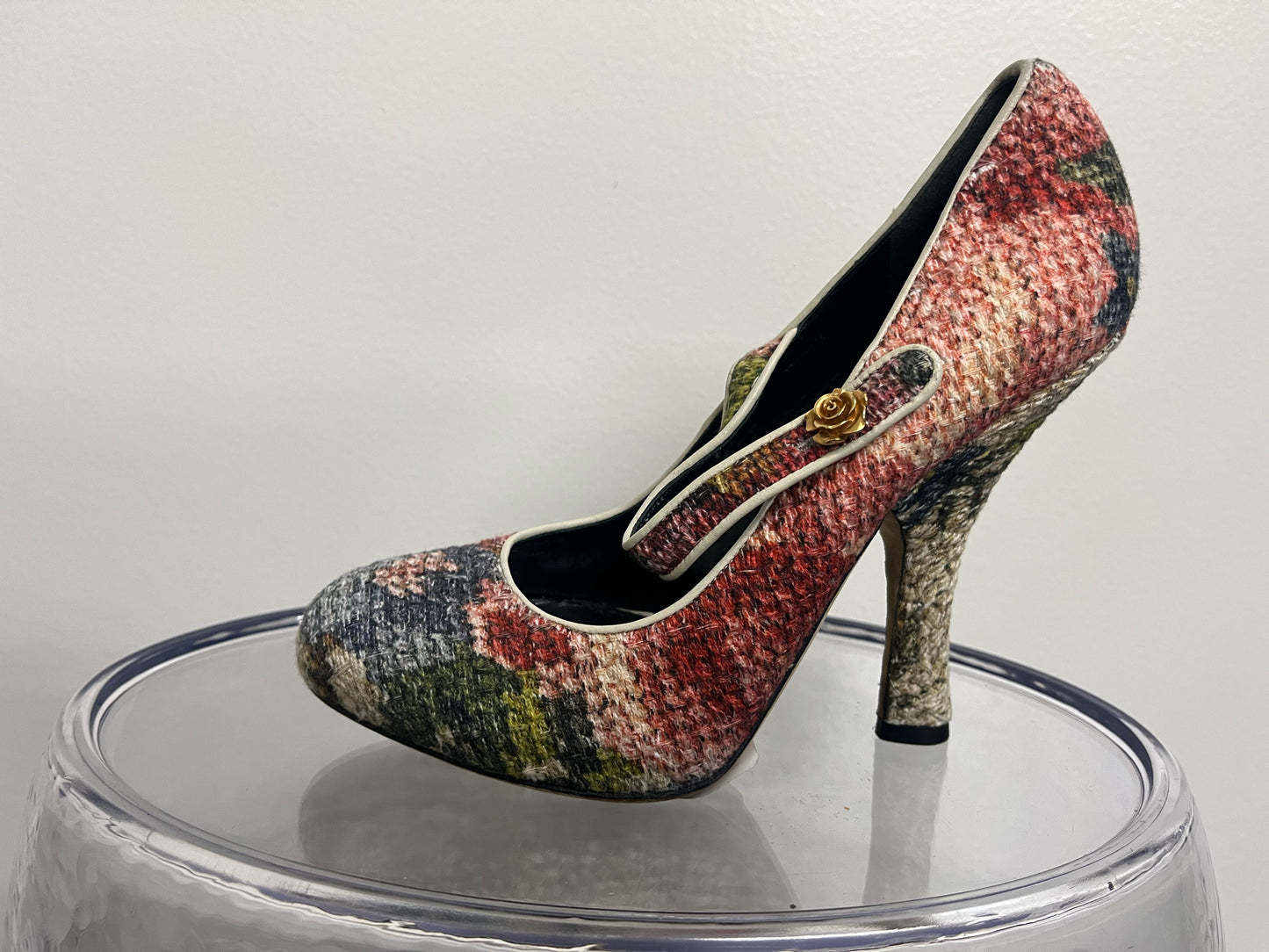 Dolce & Gabbana Snake Pattern Fabric Heels