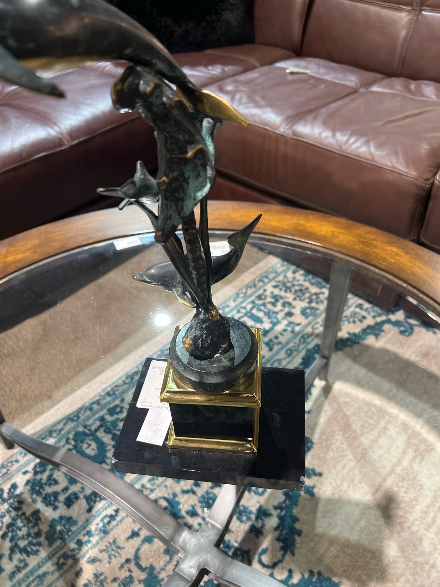 Dolphin Statue With Marble Stand