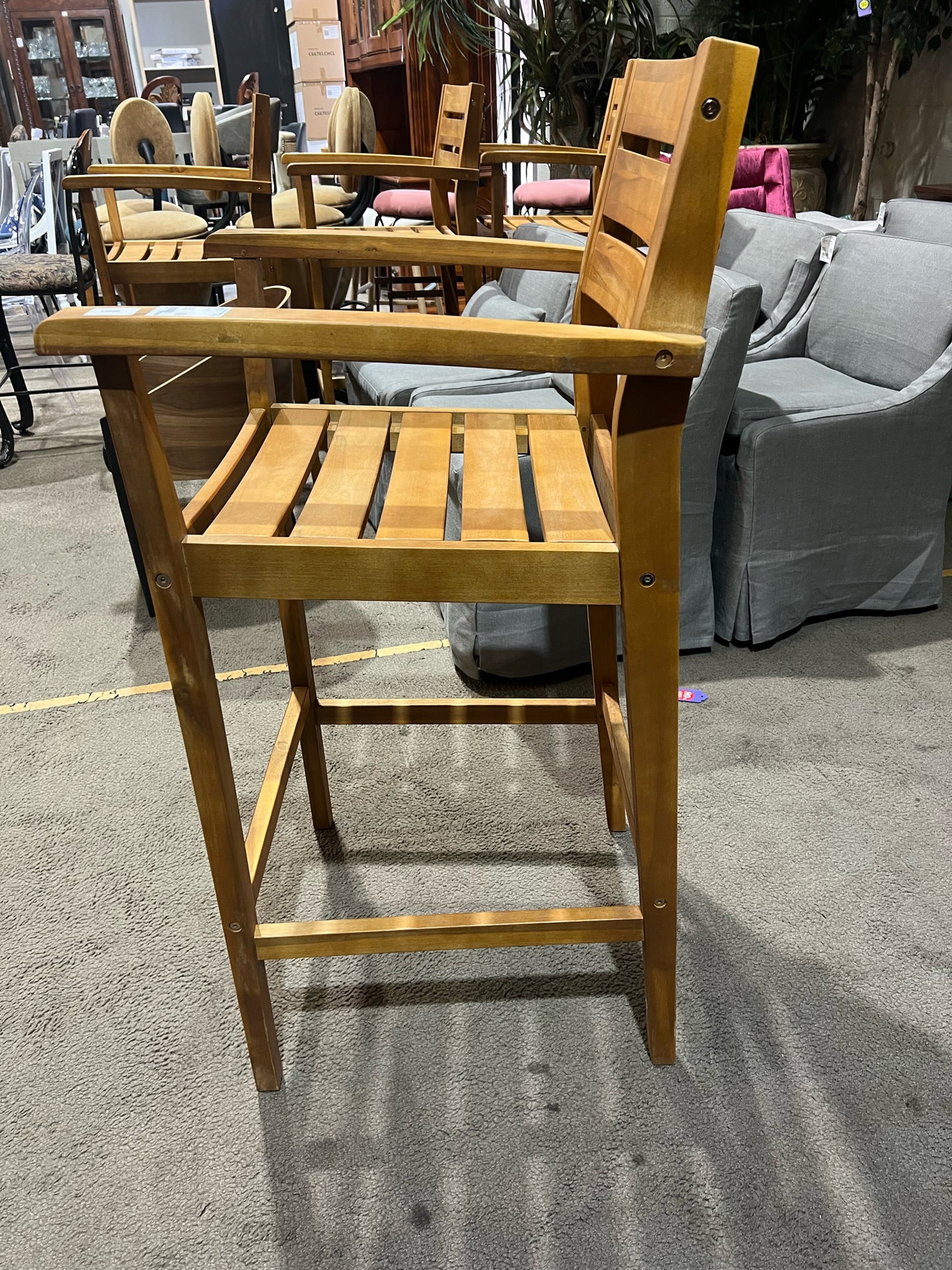 Tan Teak Bar Stool